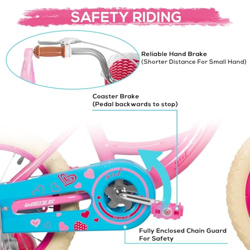 Weize Girls Bike For 3-12 Years Old Kids, 14 16 20 Inch Kids Bike With Training Wheels, Streamers, Basket And Doll Seat, Children Bicycles With Coaster Brake thumb #2