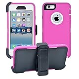 iPhone 6 / 6S Cover | 2-in-1 Screen Protector & Holster Case | Full Body Military Grade Edge-to-Edge Protection with carrying belt clip | Drop Proof Shockproof Dustproof | Pink / White