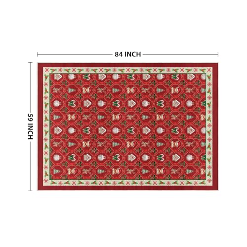 Tapete decorativo rojo 5x7 pies lavable antideslizante miniatura 2