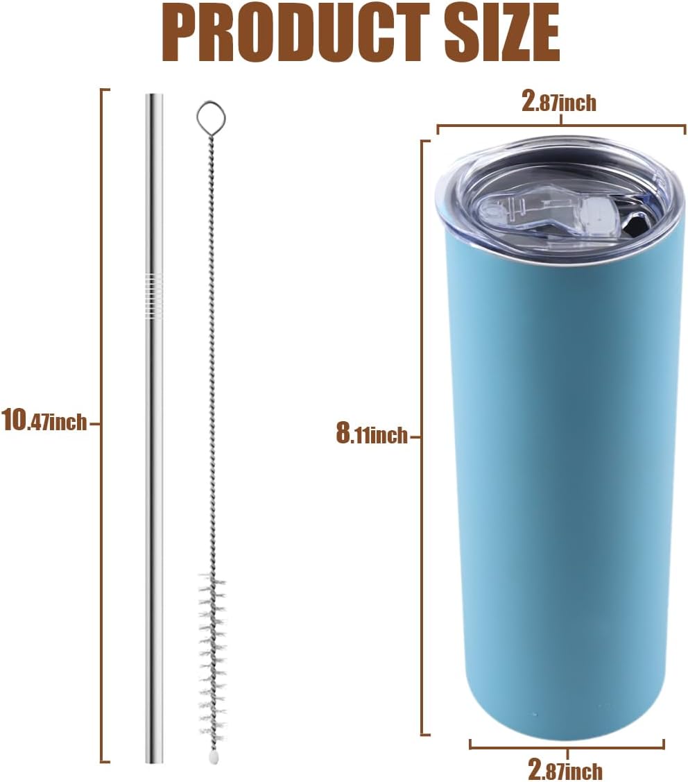 Amtidy 12 Pack 20 oz Slim Tumbler with Lid and Straw, Insulated Double Wall Vacuum Tumbler for Hot and Cold Drinks - Image 4