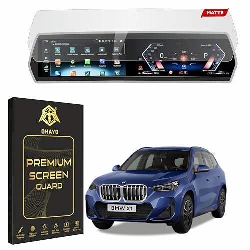 Image of OHAYO Matte Screen Protector for BMW X1 2023, 2024 & 2025 | 10.7 Inch Infotainment Display + 10.25 Inch Instrument Cluster Screen Guard | Compatible with X1 xLine & M Sport Variants | 9H Hardness Military Strength Scratch Resistant Ultra HD Clarity | Not Tempered, Not Glass