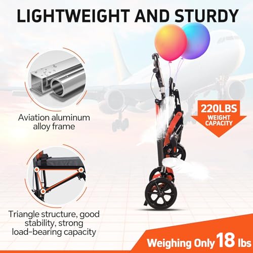SOFTFISH 18LBS Lightweight Wheelchairs for Adults with Foldable Footrest and Armrests, Transport Wheelchair Lightweight Foldable, Portable Folding Travel Transport Chair for Seniors