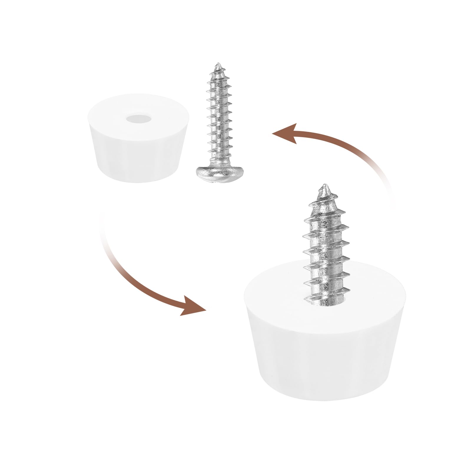 uxcell 8Pcs Rubber Bumper Feet, 13mm H x 24mm W Round Pads with Stainless Steel Washer and Screws for Furniture Appliances, Electronics - Image 4
