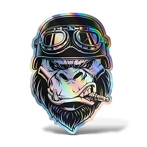 Erreinge® Autocollant holographique 10 cm Gorilla Sticker imprimé pour voiture, moto, mur, pare-chocs, ordinateur portable, bagages, vélo.