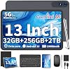 Tableta de 13 pulgadas con teclado, Android 16 con Gemini AI (funda negra) | 32GB+256GB+2TB expandible, PC tableta con 8 núcleos, 10000mAh, pantalla 120Hz 1920x1200, GPS, tableta grande 2 en 1 con mouse y lápiz 2