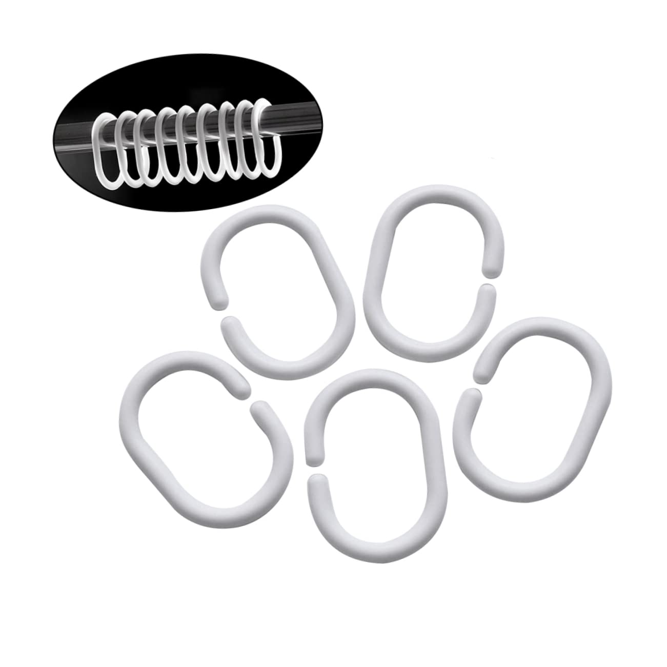 HSIXHAF 48 Pcs Anneau De Rideau Transparent, Anneau De Douche