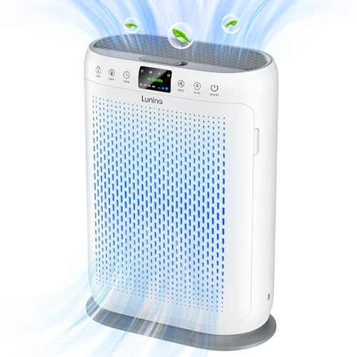 Air Purifiers for Home Large Room up to 2400sq.ft, LUNINO H13 HEPA Air Filter with PM 2.5 Display Air Quality Sensors, Aromatherapy Function, Air Cleaner for Dust, Smoke, Dander, Pets Hair,