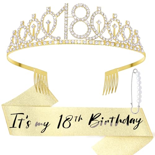 DRESHOW Couronne et Écharpe de 18ème Anniversaire pour Femmes Couronne et Diadème de 16ème Anniversaire pour Fille Diadèmes en Strass Décorations Accessoires pour les Cheveux Écharpe DRESHOW Couronne et Écharpe de 18ème Anniversaire pour Femmes Couronne et Diadème de 16ème Anniversaire pour Fille Diadèmes en Strass Décorations Accessoires pour les Cheveux Écharpe