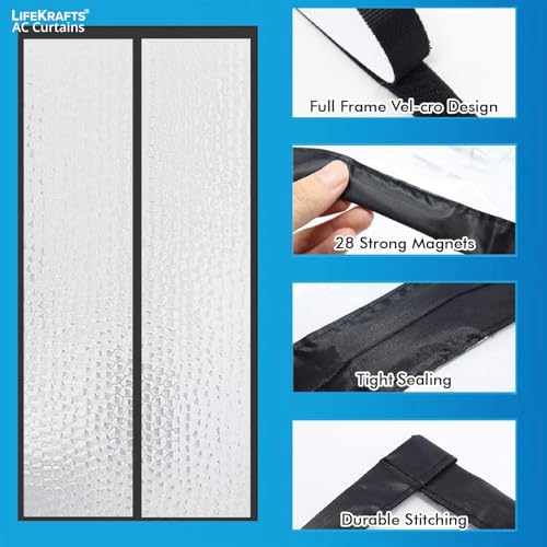Image of LifeKrafts AC Curtain Magnetic|Thermal Screen|Insulated|Translucent Bubble Design|Insect & Pest Control|Privacy Screen, Dust, Pollen & Pollution Control Screen(Size 205 x 100 cm) Non-Customizable