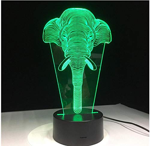Preisvergleich Produktbild Optische Täuschung 3D Lampe Cute Lucky Elephant Kindernachtlichter Kid Schlafzimmer Licht mit USB Home Office Decor Stock Supply