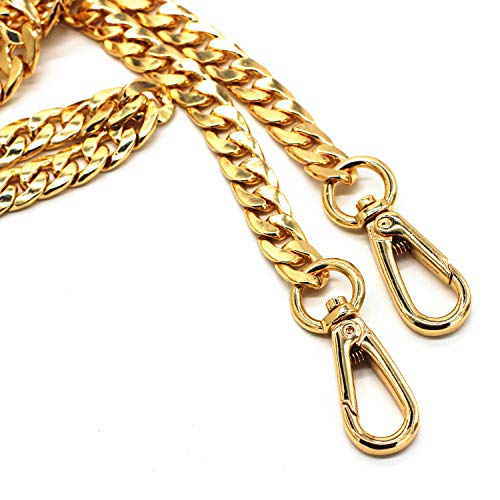 Image of Model Worker DIY Iron Flat Chain Strap Handbag Chains Purse Chain Straps Shoulder Cross Body Replacement Straps with Metal Buckles (55 inch, Gold)