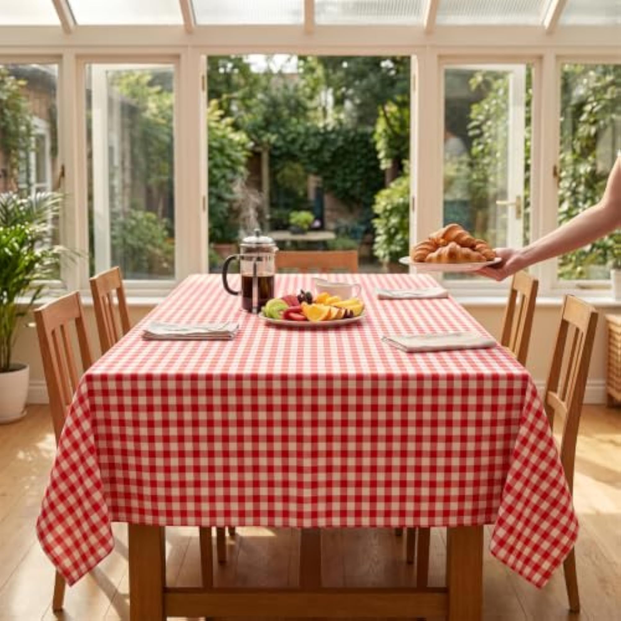 Red and White Checked Tablecloth for Picnic & Christmas