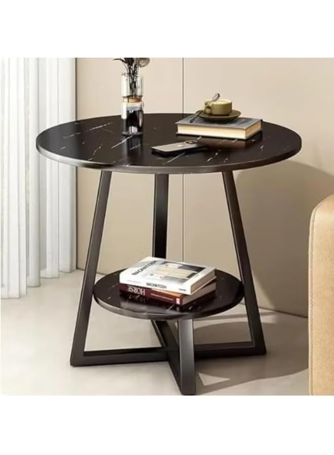 Image of Side Table Stands Couch Side, Swivel TV Tray Table, C-Shaped End Table, Small Center Table for Home Office for Bedroom, Living Room | Closet with Dustproof Door (Round Table-YZ-07)