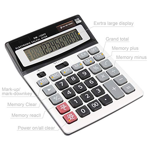 Hihuhen CALCULATOR-C Large Electronic Calculator Counter Solar & Battery Power 12 Digit Display Multi-Functional Big Button For Business Office School Calculating thumb #5