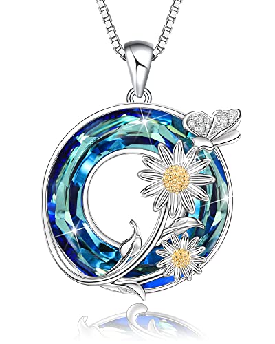 for Wife S925 Silver Sunflower Daisy Lotus Necklace for Women ...