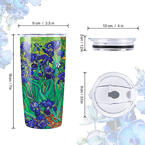 NymphFable 20oz Iris Flor Taza Termo Cafe para Llevar Taza Termica Acero Inoxidable Taza Personalizada - Imagen 3