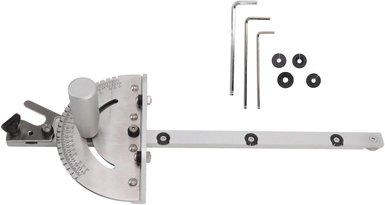 Miter Gauge,Table Saw Miter Gauge, Universal Aluminum High Accuracy Saw Miter with Multiple Angle Stops, Tools DIY Accessiories for Woodworking