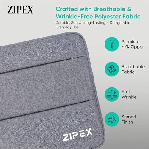 Image of 360 Protective 14 Inch Laptop Sleeve Case for All 13-14 Inch Laptops with 2 Front Pockets & Carry Handle | Compatible with HP, DELL, Asus, MacBook Devices | Water-Resistant | Grey