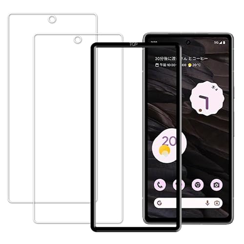 ガイド枠付き 日本旭硝子製 対応 Google Pixel 7a 用 ガラスフィルム 強化ガラス 液晶保護フィルム 9H硬度, 2枚