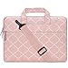 Mosiso Quatrefoil Style Canvas Fabric Laptop Sleeve Case Cover Bag with Shoulder Strap for 13-13.3 Inch MacBook Pro, MacBook Air, Notebook Computer, Pink