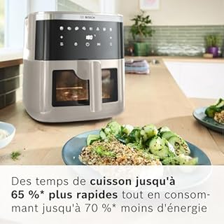 Bosch Air Fryer Série 6 XXL, MAF671C0, capacité de 7,2 L, 7 programmes prédéfinis, vitre de cuisson éclairée, cuisson jusqu'à 65%* plus rapide, beige satiné