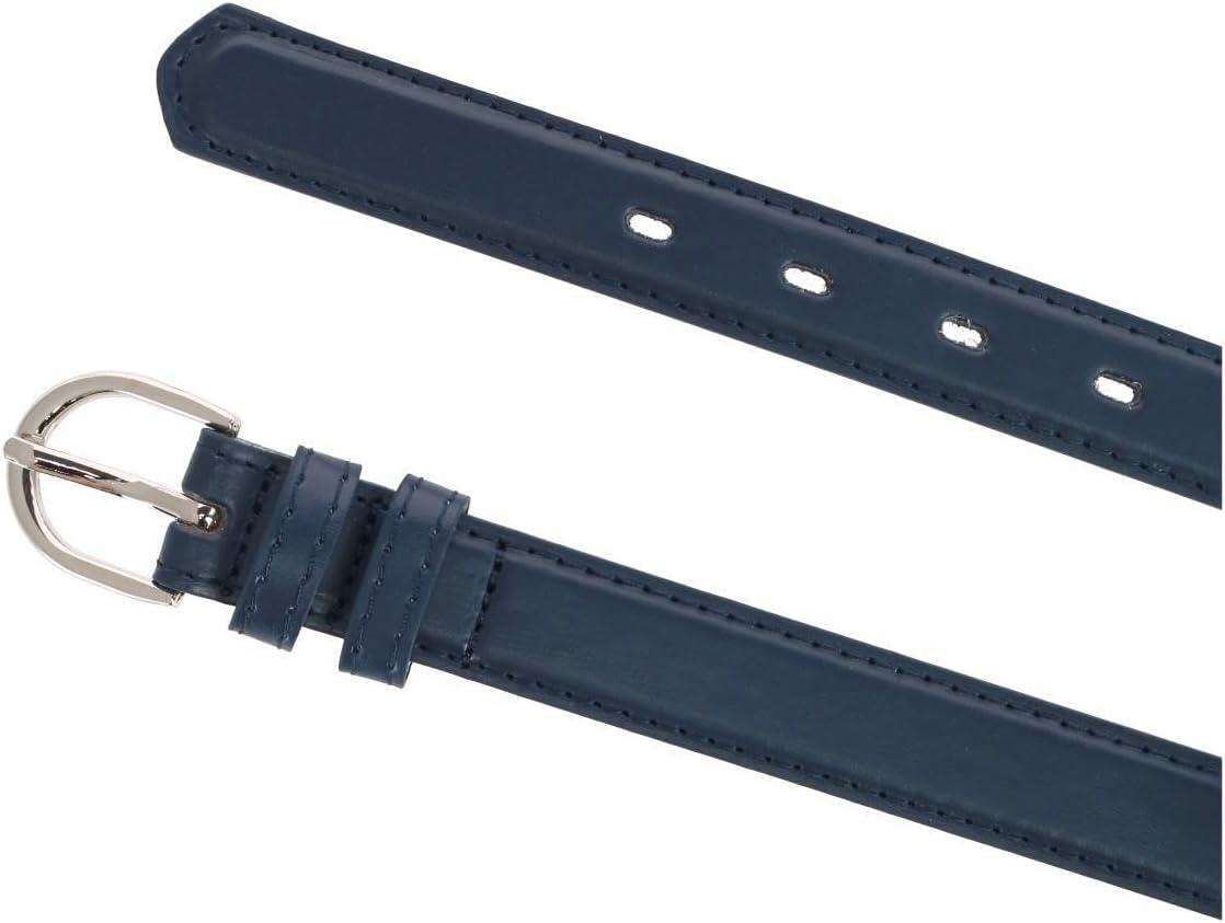 CTM Kid's Leather 1 inch Basic Dress Belt, Large, Navy