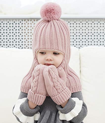Image of Baby Girls Boys Winter Hat Scarf Kids Earflap Hood Scarves