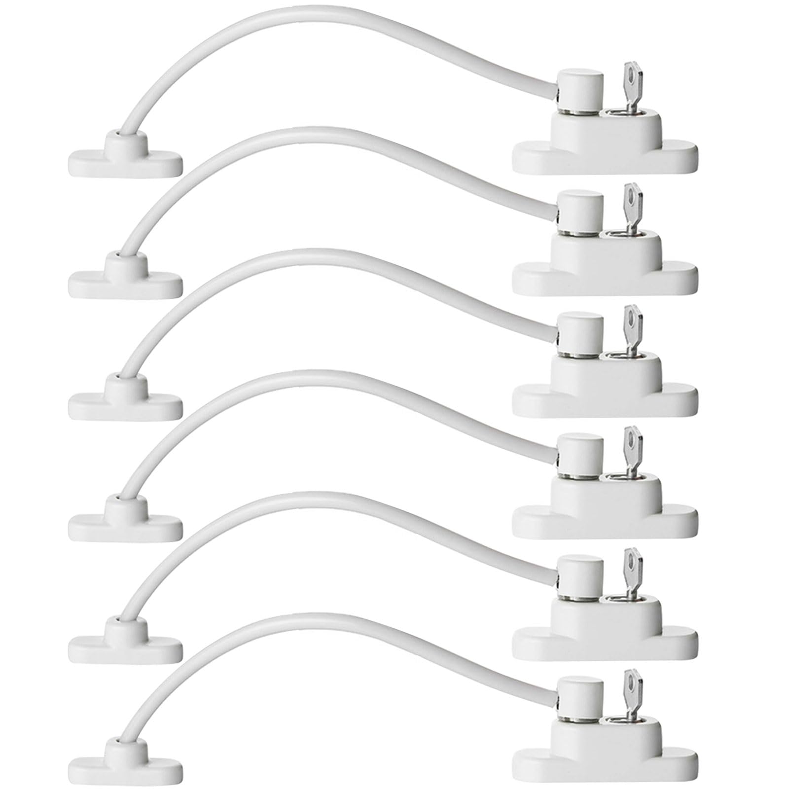 Nihuifdpy 6Pcs Window Door Restrictor Security Lock, Child Baby Security Wire Cable With Screws Keys, Self Adhesive For Upvc No Drilling Window Locks, Pet Child Safety Cable Lock For Childproof(6Pcs)