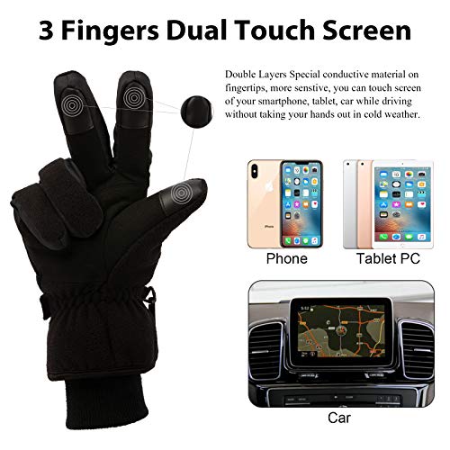 Koxly Winter Gloves Waterproof Windproof 3M Insulated Gloves 3 Fingers Dual-Layer Touchscreen Gloves For Men And Women #TOP1