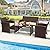 KROFEM 4 Piece Rattan Patio Furniture Set, Outside Sectional with 2 Chairs, Sofa, and Coffee Table, UV Resistant Wicker Brown Frame with Beige Washable Overstuffed Cushions