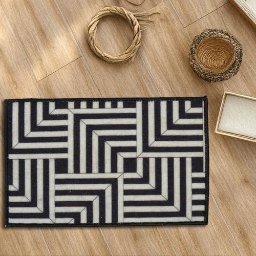 Image of HUES & SHADES Coir Door Mat for Outdoor Entrance - [37 x 57 cm] | Natural Coconut Fiber Brush Mat for Shoes Cleaning, Heavy Duty Non-Slip Doormat for Front Porch, Patio, Entryway (Shadow Maze)