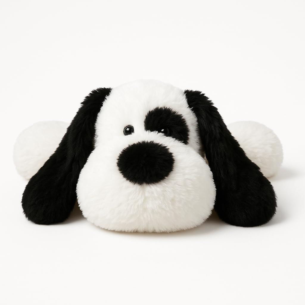 WEIGEDU Floppy Stuffed Dog Puppy Plush Toy, Huggable White Beagle with Black Ears Labrador Retriever Stuffed Animal Dogs for Kids Girls Boys Baby Birthday Bedtime Gift, 20 inches