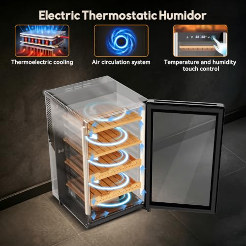 Image of 70L Upgrade Electric Humidor - Large Capacity 400 Count Electric Humidor| Smart Temperature & Humidity Control, Digital LED Screen & Safety Lock
