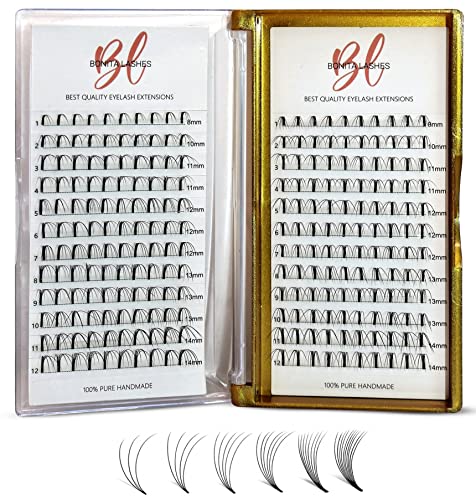 Bonita Lashes I Premade Fans Eyelash Extensions I Lash Extension I Lash Clusters I Eyelash Extension Kit I False Eyelashes I Faux Mink Lashes I 4D-6D, C-D Curl , 0.07 Thickness I Mix 8-14Mm Length I Professional Supplies I (4D-6D, 0.07, C-D Mix 8-14Mm) #TOP4