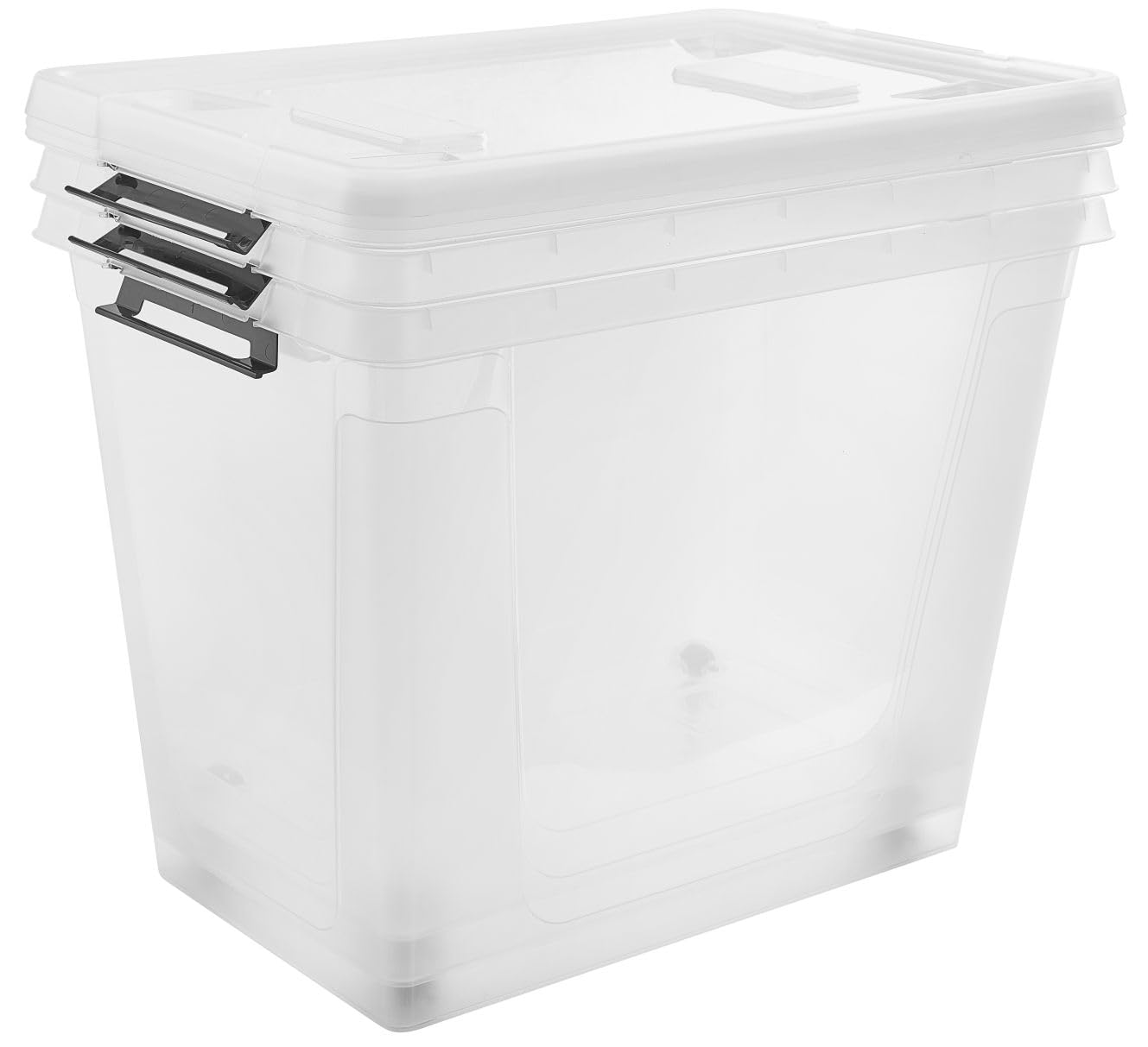 Gardissimo Aufbewahrungsbox Clip 80 Liter, 3er Set, transparent | mit Deckel und Rollen, Kunststoff Stapelboxen, Clip-Verschluss, BPA-frei, MADE IN Europe
