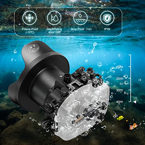 Image of Professional Waterproof Camera Housing Case Compatible with Sony A7iii A7riii, 40M /130FT Depth Underwater Protection (Black, Dome Port)