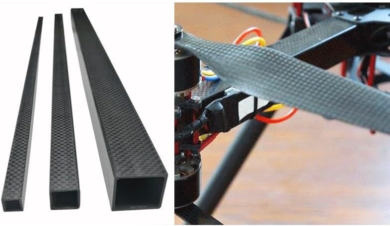 1pcs 3K Full Carbon Fiber Square Tube high Strength Length 500mm Glossy Surface, for Mechanical Equipment Pipe Parts(30x30x28mm)