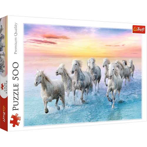Trefl 500 Pièces Qualité Premium pour Adultes et Enfants à partir de 10 Ans Puzzle, 37289, Chevaux Blancs au Galop