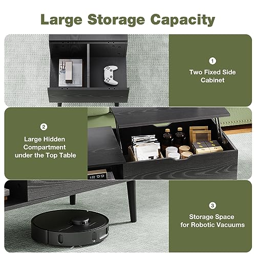 image for OLIXIS Wood Lift Top Coffee Table with Hidden Compartment and Large St