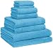 Home and Plan Turkish Cotton Bath Towel Set - Pack of 8 with 2 Bath Sheets (30x60) - Aqua
