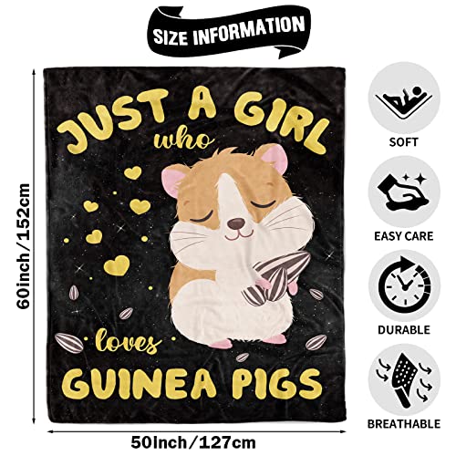 TUTUXMA Guinea Pig Blanket Girl,Just A Girl Who Loves Guinea Pigs Blankets,Super Soft Warm Cozy Fleece Guinea Throw GiftTeens,Guinea Pig Throw BlanketCouch Sofa,130x150cm Yellow Guinea Pig 130*150cm - Image 2