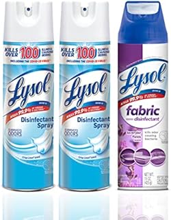 Lysol Disinfectant Wipes 80ct (Pack of 4) Disinfectant Spray, Crisp Linen, 19oz (Pack of 2) Fabric Disinfectant Spray, Lavender Fields, 15oz