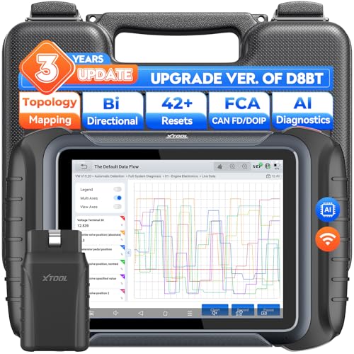 XTOOL D8W AI-Assisted Bidirectional Scan Tool, All System Automotive Diagnostic Tool, Bi Directional OBD2 Scanner with Topology Mapping, ECU C0ding, PMI, 42 Services, FCA, CANFD & DoIP, 3-Yr Update