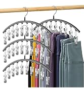 Legging Organizer for Closet, Metal Yoga Pants Hangers 4 Pack w/10 Clips Holds 40 Leggings, Space...