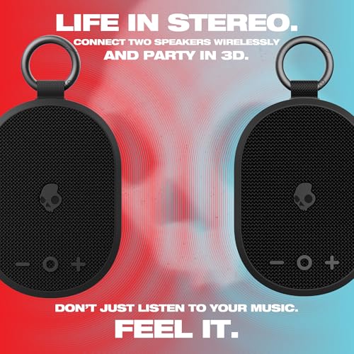 Image of Skullcandy Kilo Wireless Bluetooth Speaker Bundle - (2) IPX7 Waterproof Mini Bluetooth Speakers with 24 Hour Battery, Downward Firing Passive Radiators, and True Wireless Pairing (Black)