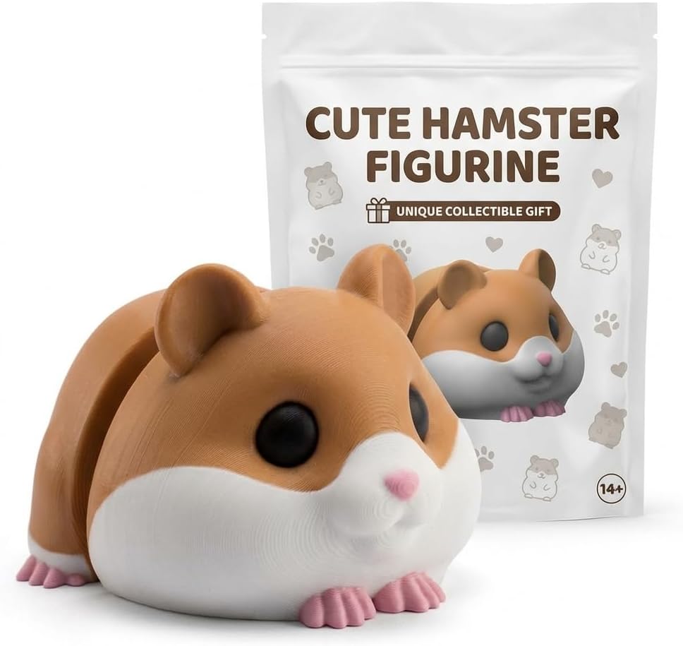 Hamster Collectible Figurine - Detailed Desk Decor for Unique Gifts and Home Display - 3D Printed in Canada