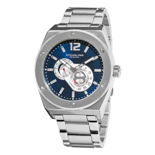 [XgD[OIWi] Stuhrling Original rv Men's Leisure Gen-X Esprit D'vie Automatic Blue Dial Stainless Steel Bracelet Watch  28
