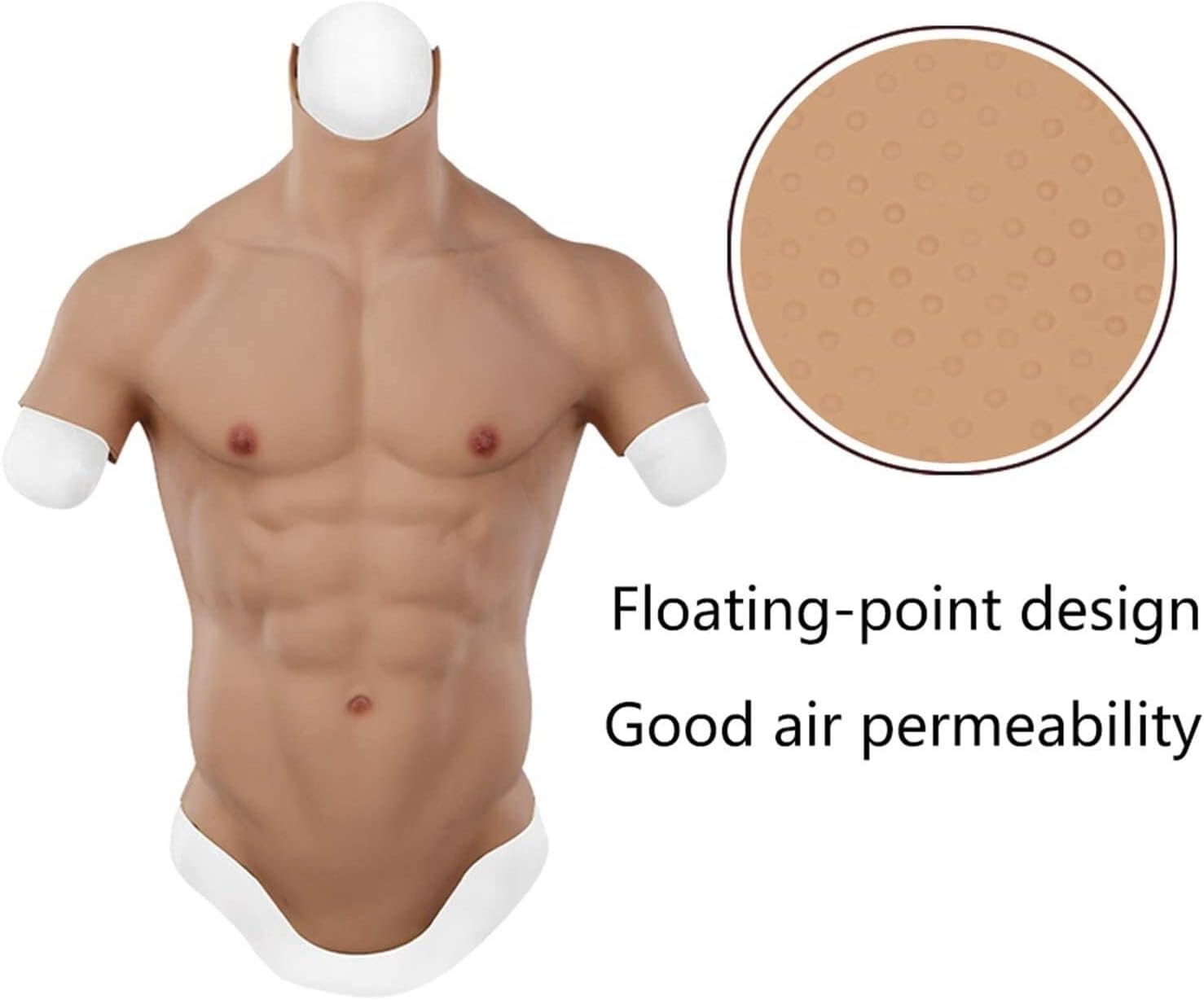 Silicone Muscle Chest Bodysuit for Man Cosplay Costume Male Fake Chest Bodysuit Realistic Simulation Muscles (Color : F, Size : Small)