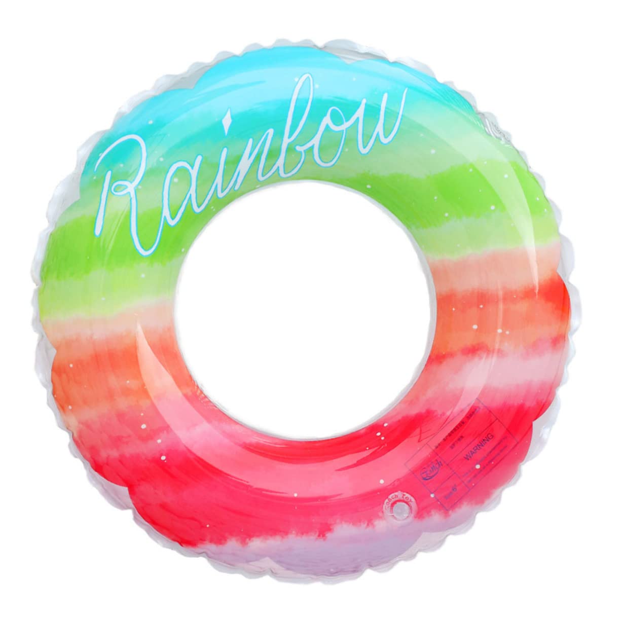 HONMEET Rainbow Design Swimming Pool Float Seat Ring Safety Aid for Adults Inflatable Sports Accessory Easy to Inflate for Pool Beach Lake