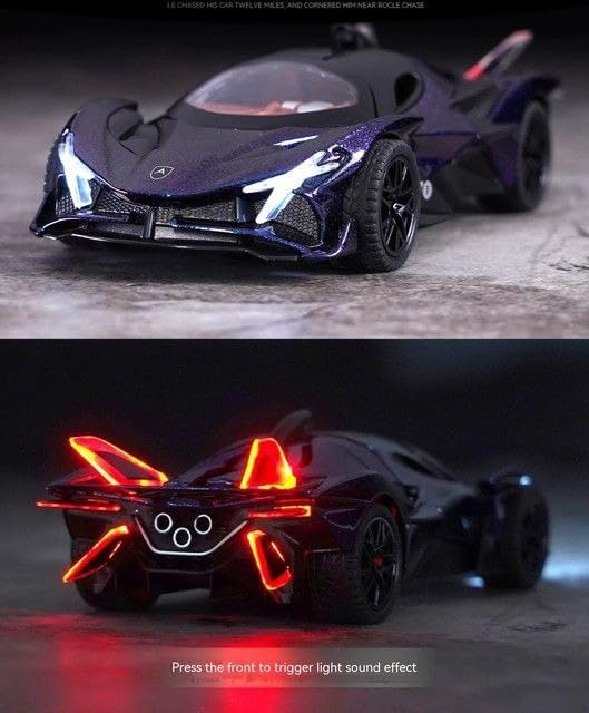 Image of Apollo Project Evo Toy Car Supercar - 1:32 Scale Die-Cast Alloy Model, Pull-Back with Openable Doors, Light & Sound, Gift for Kids & Collectors (Red)